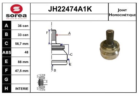 SNRA JH22474A1K Шарнир равных угловых скоростей (ШРУС) JH22474A1K: Купить в Польше - Отличная цена на 2407.PL!