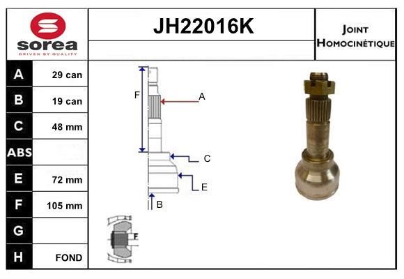 SNRA JH22016K Шарнир равных угловых скоростей (ШРУС) JH22016K: Отличная цена - Купить в Польше на 2407.PL!
