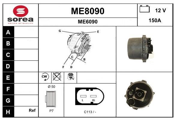 SNRA ME8090 Alternator ME8090: Buy near me in Poland at 2407.PL - Good price!