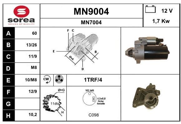 SNRA MN9004 Starter MN9004: Buy near me in Poland at 2407.PL - Good price!