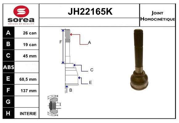 SNRA JH22165K CV joint JH22165K: Buy near me in Poland at 2407.PL - Good price!