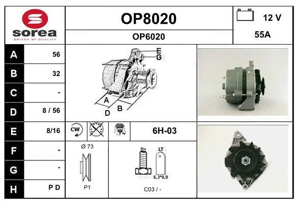 SNRA OP8020 Alternator OP8020: Buy near me in Poland at 2407.PL - Good price!