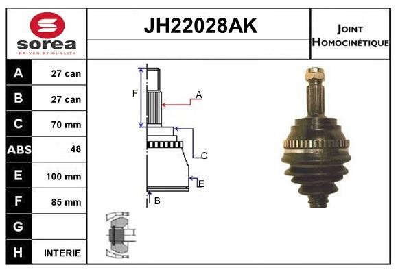 SNRA JH22028AK Шарнир равных угловых скоростей (ШРУС) JH22028AK: Отличная цена - Купить в Польше на 2407.PL!