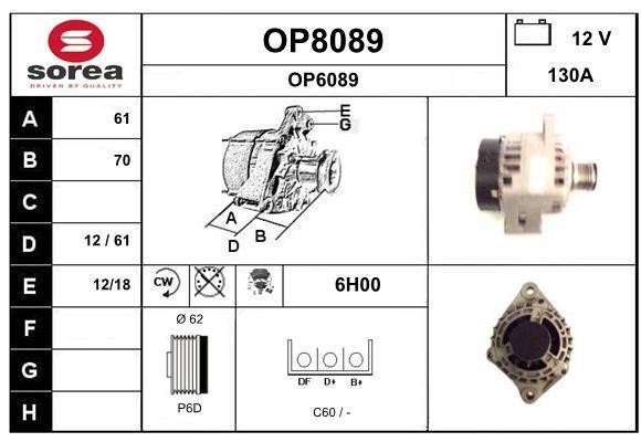 SNRA OP8089 Alternator OP8089: Buy near me in Poland at 2407.PL - Good price!