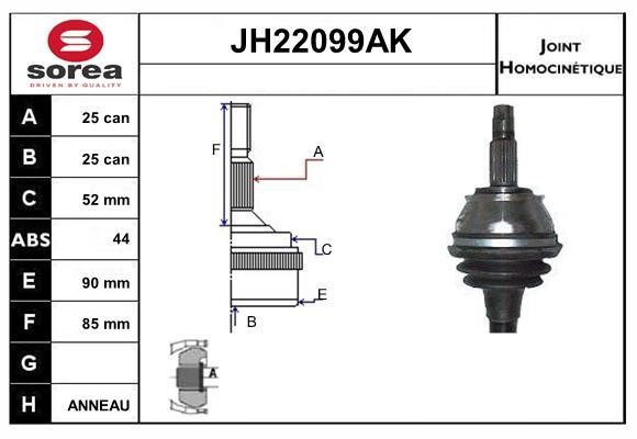 SNRA JH22099AK Шарнир равных угловых скоростей (ШРУС) JH22099AK: Отличная цена - Купить в Польше на 2407.PL!