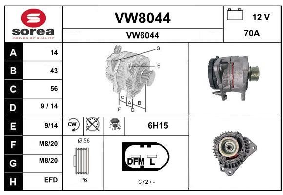 SNRA VW8044 Генератор VW8044: Отличная цена - Купить в Польше на 2407.PL!