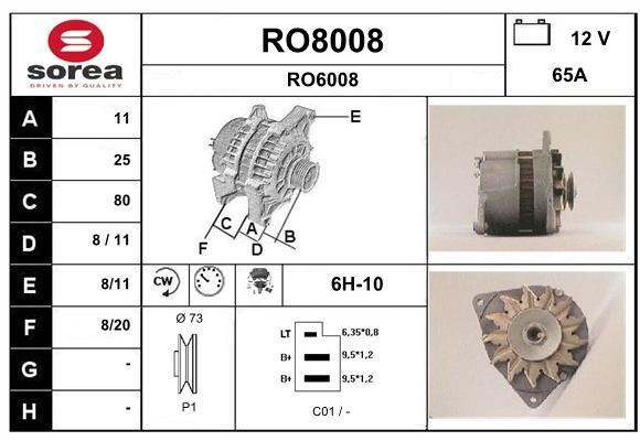 SNRA RO8008 Alternator RO8008: Buy near me in Poland at 2407.PL - Good price!