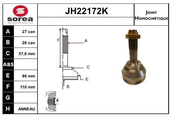 SNRA JH22172K Шарнир равных угловых скоростей (ШРУС) JH22172K: Отличная цена - Купить в Польше на 2407.PL!