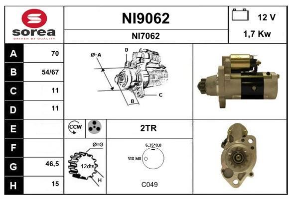 SNRA NI9062 Starter NI9062: Buy near me in Poland at 2407.PL - Good price!