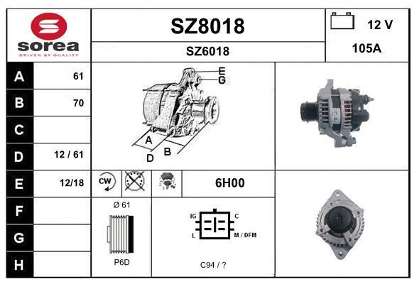 SNRA SZ8018 Alternator SZ8018: Dobra cena w Polsce na 2407.PL - Kup Teraz!