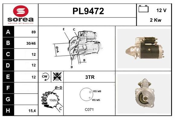 SNRA PL9472 Starter PL9472: Buy near me in Poland at 2407.PL - Good price!