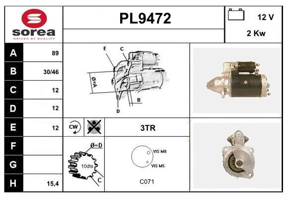 SNRA PL9472 Стартер PL9472: Отличная цена - Купить в Польше на 2407.PL!