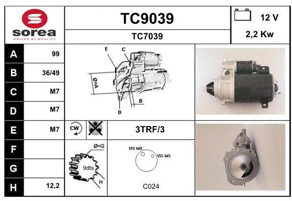 SNRA TC9039 Starter TC9039: Buy near me in Poland at 2407.PL - Good price!