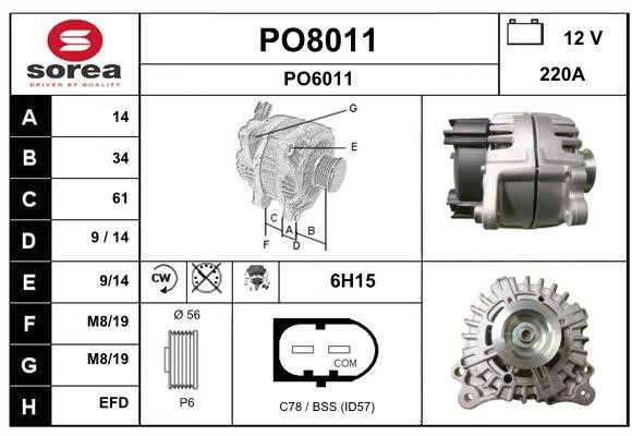 SNRA PO8011 Alternator PO8011: Buy near me in Poland at 2407.PL - Good price!