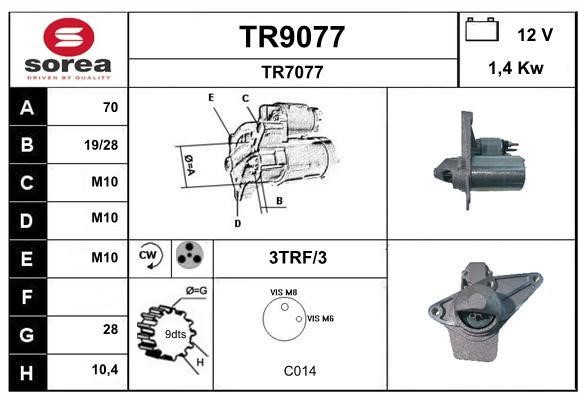 SNRA TR9077 Starter TR9077: Buy near me in Poland at 2407.PL - Good price!