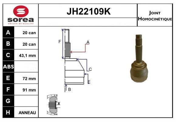 SNRA JH22109K CV joint JH22109K: Buy near me in Poland at 2407.PL - Good price!