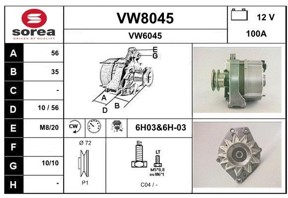SNRA VW8045 Alternator VW8045: Buy near me in Poland at 2407.PL - Good price!