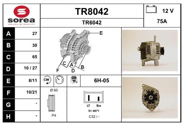 SNRA TR8042 Alternator TR8042: Buy near me in Poland at 2407.PL - Good price!