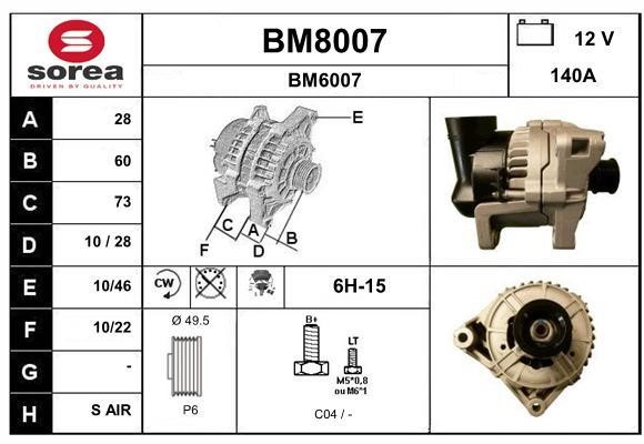SNRA BM8007 Alternator BM8007: Atrakcyjna cena w Polsce na 2407.PL - Zamów teraz!