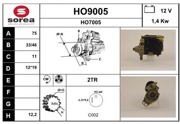 SNRA HO9005 Starter HO9005: Buy near me in Poland at 2407.PL - Good price!