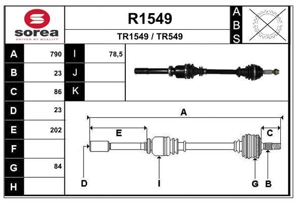 SNRA R1549 Drive Shaft R1549: Buy near me in Poland at 2407.PL - Good price!