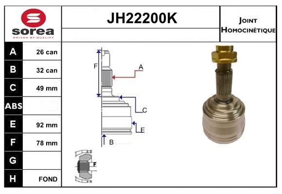 SNRA JH22200K CV joint JH22200K: Buy near me in Poland at 2407.PL - Good price!