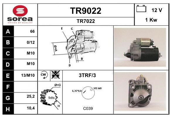 SNRA TR9022 Starter TR9022: Buy near me in Poland at 2407.PL - Good price!
