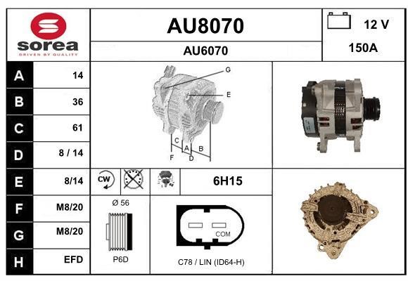 SNRA AU8070 Alternator AU8070: Buy near me in Poland at 2407.PL - Good price!