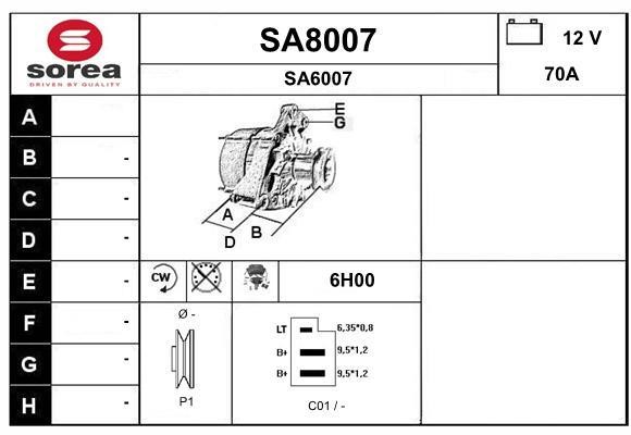 SNRA SA8007 Alternator SA8007: Buy near me in Poland at 2407.PL - Good price!