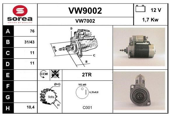 SNRA VW9002 Starter VW9002: Buy near me at 2407.PL in Poland at an Affordable price!