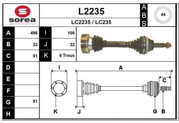 SNRA L2235 Drive Shaft L2235: Buy near me in Poland at 2407.PL - Good price!