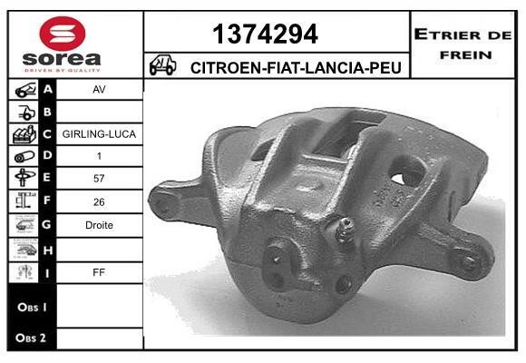 SNRA 1374294 Brake caliper front right 1374294: Buy near me in Poland at 2407.PL - Good price!