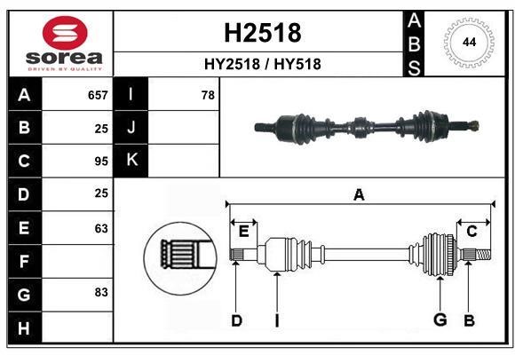 SNRA H2518 Drive shaft H2518: Buy near me in Poland at 2407.PL - Good price!