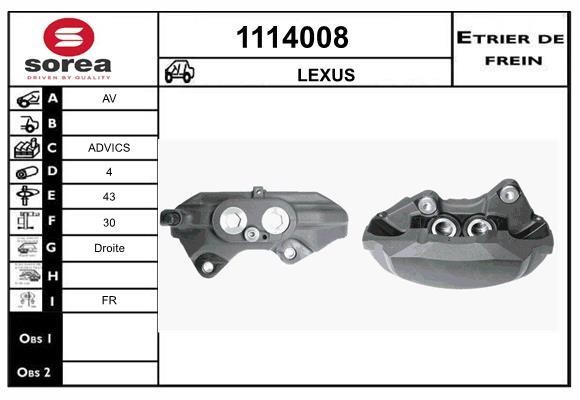 SNRA 1114008 Brake caliper front right 1114008: Buy near me in Poland at 2407.PL - Good price!