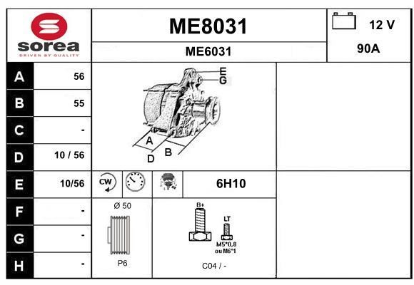 SNRA ME8031 Alternator ME8031: Buy near me in Poland at 2407.PL - Good price!
