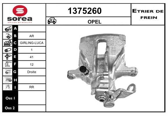 SNRA 1375260 Brake caliper rear right 1375260: Buy near me in Poland at 2407.PL - Good price!