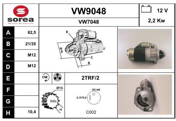 SNRA VW9048 Anlasser VW9048: Kaufen Sie zu einem guten Preis in Polen bei 2407.PL!