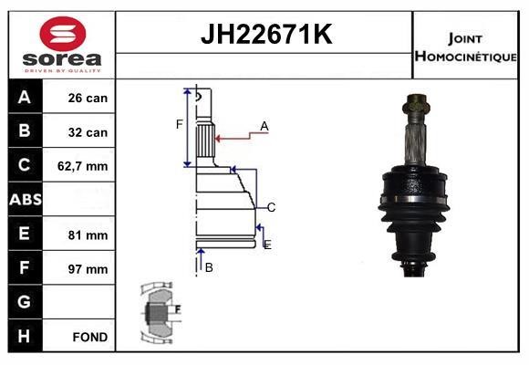 SNRA JH22671K Joint kit, drive shaft JH22671K: Buy near me in Poland at 2407.PL - Good price!
