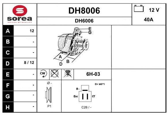 SNRA DH8006 Alternator DH8006: Dobra cena w Polsce na 2407.PL - Kup Teraz!