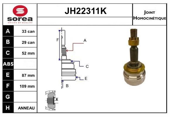 SNRA JH22311K Шарнир равных угловых скоростей (ШРУС) JH22311K: Отличная цена - Купить в Польше на 2407.PL!