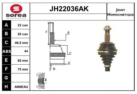 SNRA JH22036AK Шарнир равных угловых скоростей (ШРУС) JH22036AK: Отличная цена - Купить в Польше на 2407.PL!