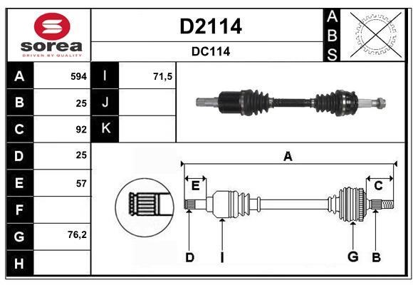 SNRA D2114 Drive shaft D2114: Buy near me in Poland at 2407.PL - Good price!