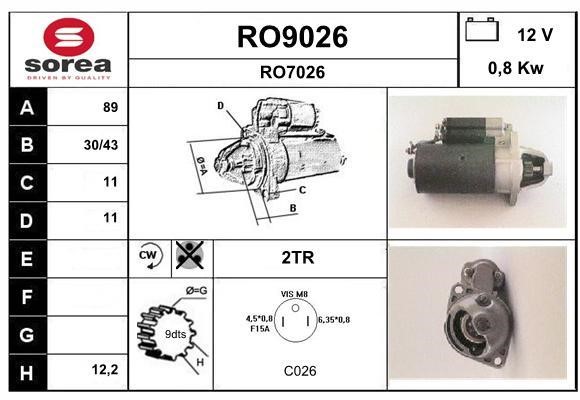 SNRA RO9026 Starter RO9026: Buy near me in Poland at 2407.PL - Good price!
