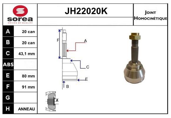 SNRA JH22020K Шарнир равных угловых скоростей (ШРУС) JH22020K: Отличная цена - Купить в Польше на 2407.PL!