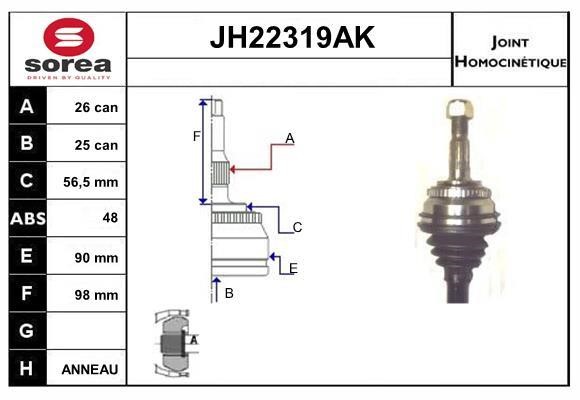 SNRA JH22319AK Шарнир равных угловых скоростей (ШРУС) JH22319AK: Отличная цена - Купить в Польше на 2407.PL!