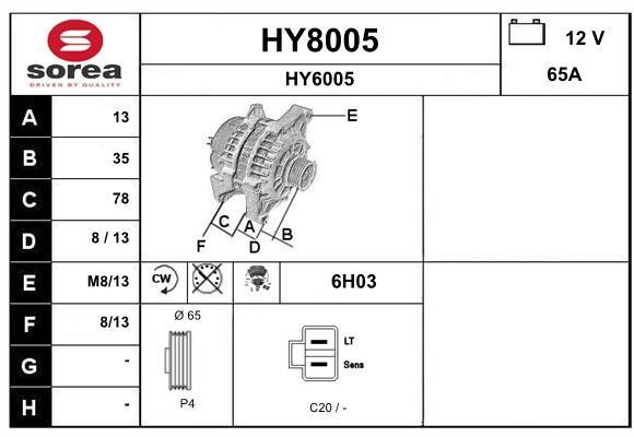 SNRA HY8005 Alternator HY8005: Atrakcyjna cena w Polsce na 2407.PL - Zamów teraz!