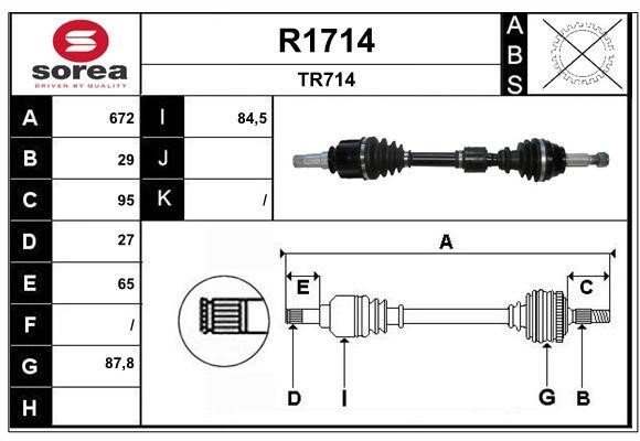 SNRA R1714 Drive shaft R1714: Buy near me in Poland at 2407.PL - Good price!