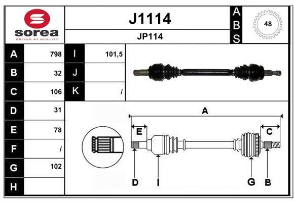 SNRA J1114 Drive shaft J1114: Buy near me in Poland at 2407.PL - Good price!