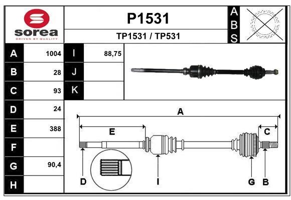 SNRA P1531 Drive Shaft P1531: Buy near me in Poland at 2407.PL - Good price!