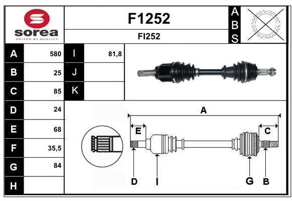 SNRA F1252 Drive shaft F1252: Buy near me in Poland at 2407.PL - Good price!